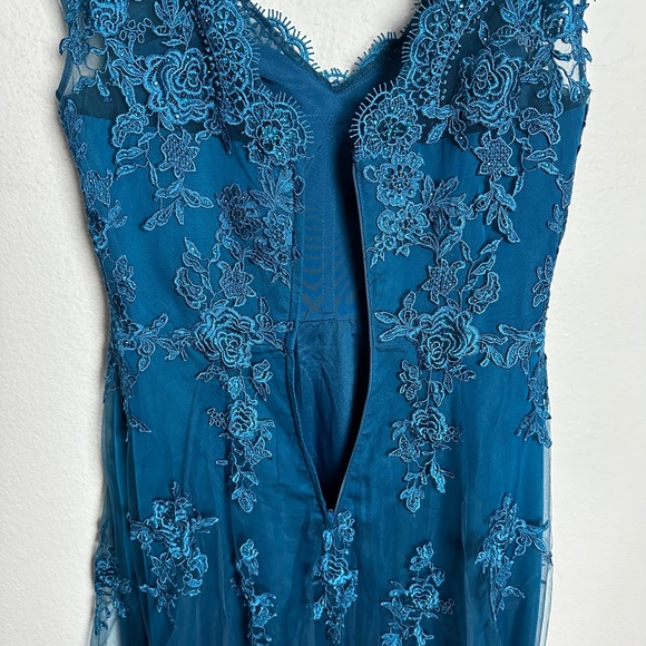NEW LA FEMME Evening Mother of the Bride Teal A-Line Dress Women 6 Evening Gown. - Picture 9 of 9